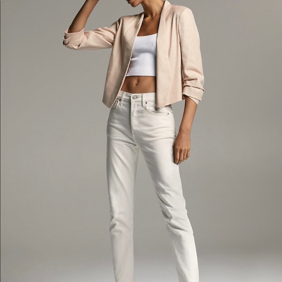 Aritzia babaton power short blazer pink linen - Picture 3 of 10